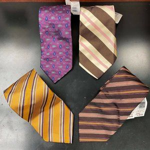 Hickey Freeman Italian Silk Ties Lot of 4 Purple Pink Beige White Brown SZ245